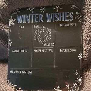 Winter Wish List Chalkboard Holiday Decor Sign - Black and White NWT In Pkg